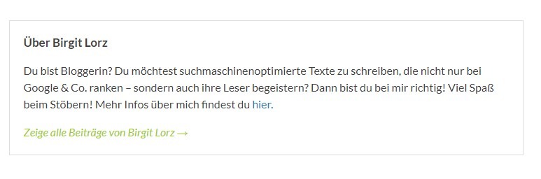 Meine Autorenbeschreibung unterhalb jedes Artikels.