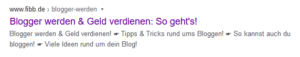 Beispiel-Snipping meines Blogs.