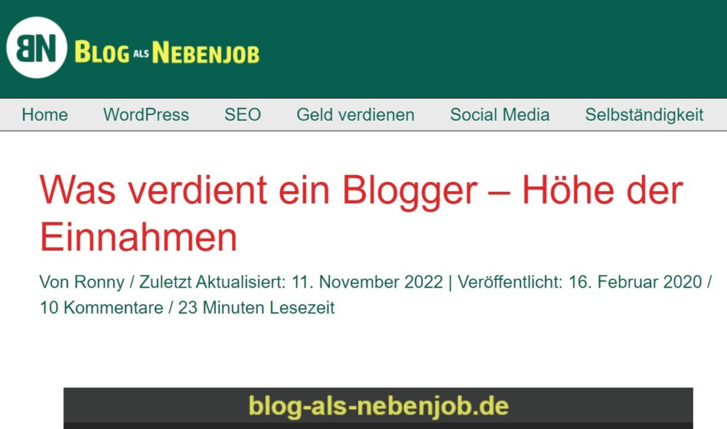 Was verdient ein Blogger fragt Ronny