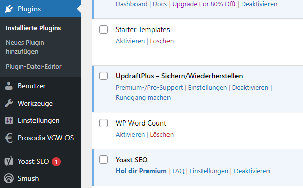 Yoast SEO installieren.