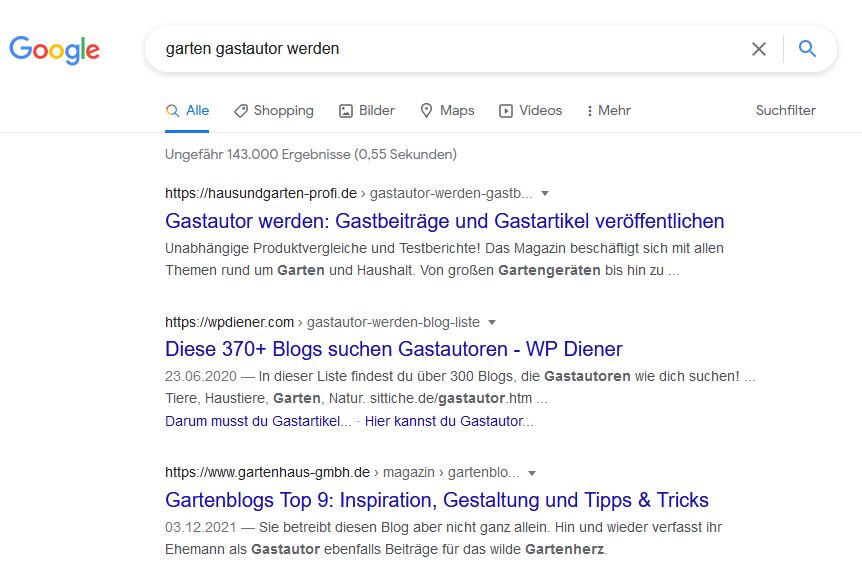 Gastautor werden - Google-Suche