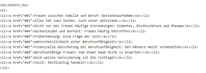 manuelles Inhaltsverzeichnis erstellen als HTML-Code